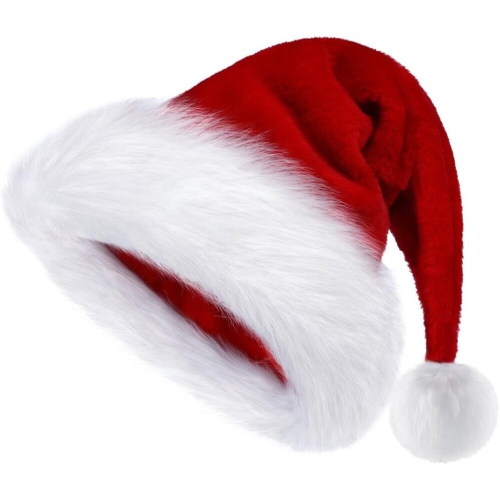 Christmas Hat, Santa Hats for Adults & Kids Red Velvet Comfort Extra Thicken Hol